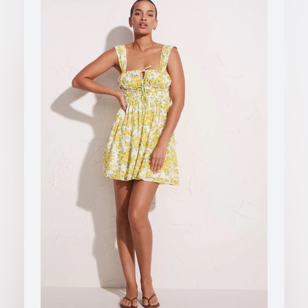 Faithfull the Brand Praia Morello Floral Mini Dress S Lemonade Tomato Girl Vaca